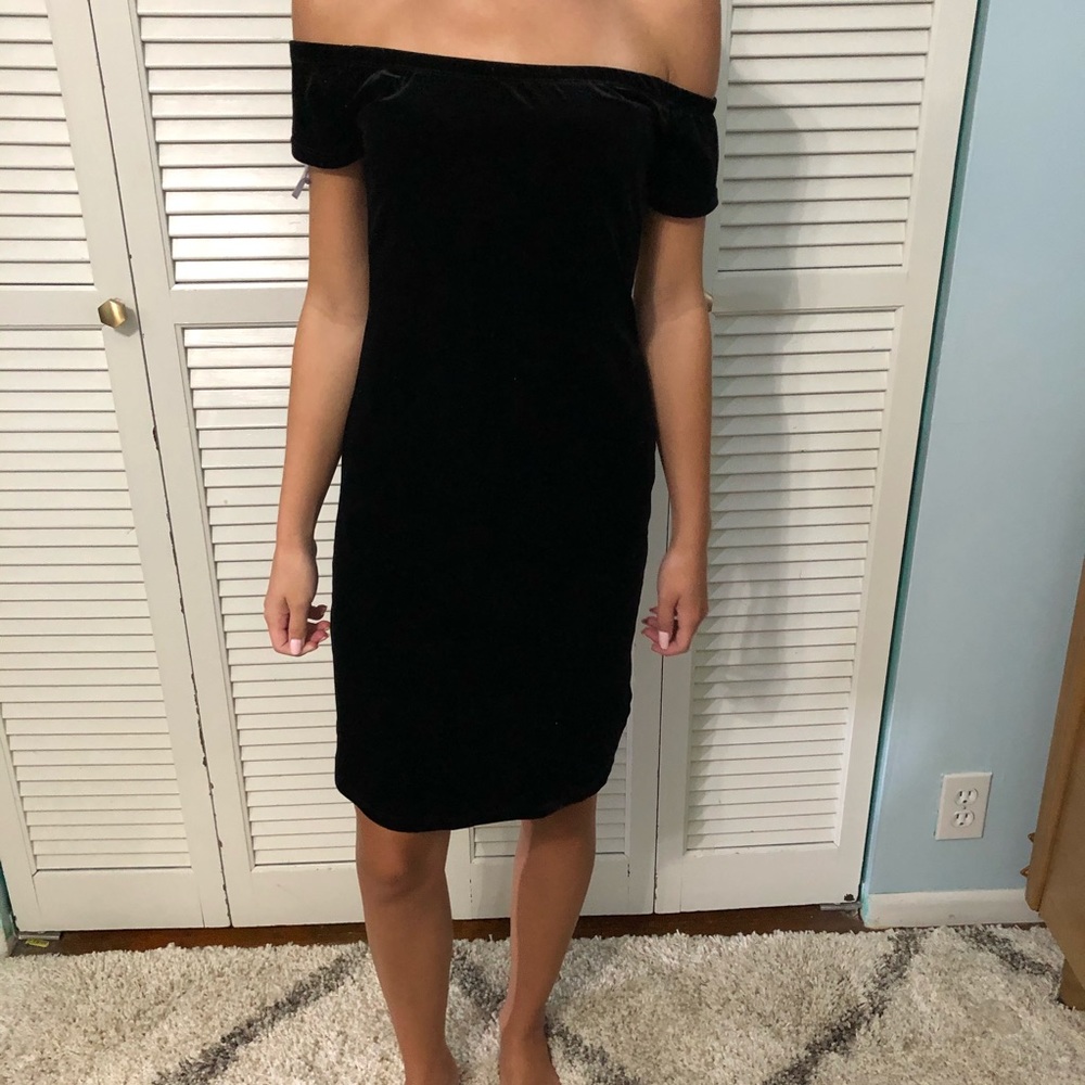Small Black Velvet Off-the-Shoulder Dress
